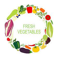 Fresh Vegetables In The Circle Vector