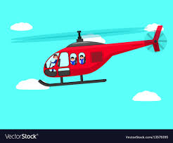 cartoon helicopter people flying sky
