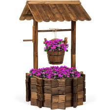 Wooden Wishing Well Planter Sky2399