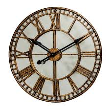 Large Gold Clock With Antique Mirrored Face