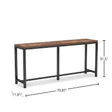 Tribesigns Way To Origin Benjamin 70 86 In Console Table Wood Vintage White Sofa Table Modern Industrial Narrow Long Skinny Hallway Table Brown