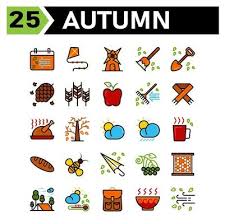 Autumn Icon Set Include Calendar Autumn