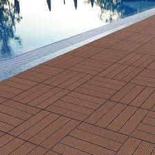 Patio Floor Tiles Set Of 6 Wood Plastic Composite Interlocking Deck Tiles For Outdoor Flooring Covers 5 8 Square Feet By Pure Garden Brown