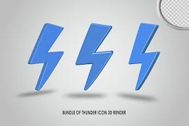 Thunder Icon 3d Render Light Blue Color
