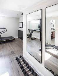 Home Gym With Framed Wall Mirrors