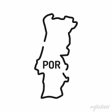Portugal Map Black Line Icon Border Of