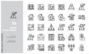 Vector Line Icons Set Of Work From Home