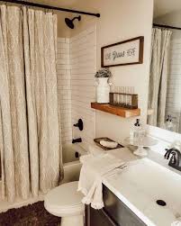 Neutral Shower Curtain In Farmhouse