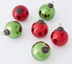 Mercury Glass Ball Ornaments Set Of 6