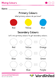 Secondary Colour Mixing Sheet