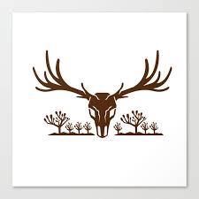 Mule Deer Skull Joshua Tree Icon Canvas
