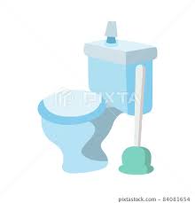 Flat Vector Icon For Toilet Blue