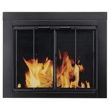 Pleasant Hearth At 1000 Ascot Fireplace Glass Door Black Small