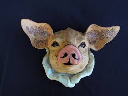 Handmade Ceramic Pig Clay Art Mask