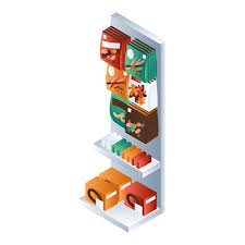 Snack Market Shelf Icon Isometric Of