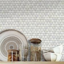 Sunwings White Iridescent Hexagon 12x12in Recycled Glass Glossy And Matte Mosaic Floor And Wall Tile 10 Sq Ft Box