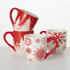 Sullivans 12 Oz Holiday Stoneware Mug Set Of 4 Red