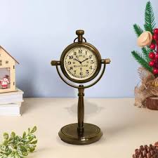 Antique Brass Desk Clock Vintage