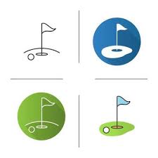 Golf Course Icon Flat Design Linear