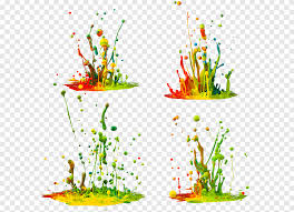Four Paint Splash Pigment Color Paint