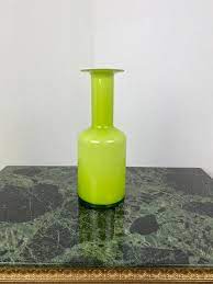 Green Opaline Glass Vase Wood Brothers