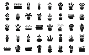 Garden On A Windowsill Icons Set Simple