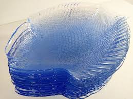 Pasabahce Glass Fish Plates In Sky Blue
