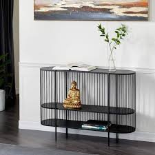 Open Wire Frame 2 Shelf Console Table
