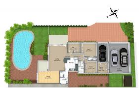 Site Plan With Pool And 3 Car Garage