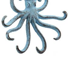 Blue Cast Iron Octopus Wall Hook