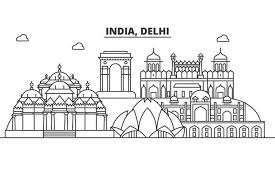 India Delhi Architecture Line Skyline