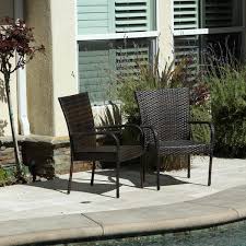 Noble House Outdoor Dining Chair Stackable Iron Wicker Multi Brown Set Of 2