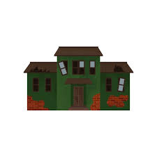 Cartoon Icon Of Abandoned Brick Home