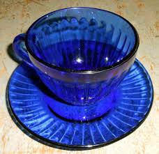 Vintage Tea Cup Blue Glass Colorex Tea