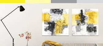 Gray Yellow Canvas Wall Art By