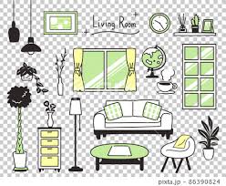Simple Living Room Icon Set A Stock