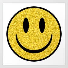 Glitter Smiley Face Art Print By Ajmoon