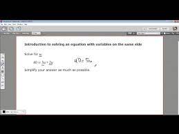Introduction To Solving An Equation