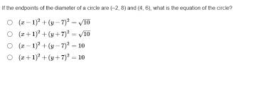 If The Endpoints Of The Diameter Of A