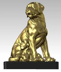 Gold White Labrador Dog Statue For