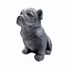 Dark Gray Bulldog Garden Statue 11336