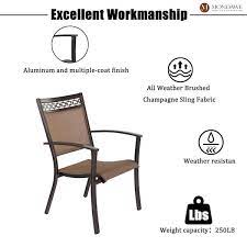 Mondawe Patio Chairs Set Of 4 Stationary Dining Chair With Sling Seat Md00301401