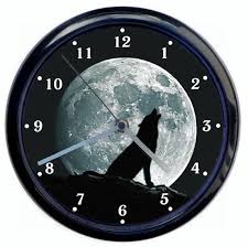Howling Wolf Large Black Wall Clock