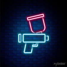 Glowing Neon Line Paint Spray Gun Icon