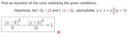 Oneclass Find An Equation Of The Conic