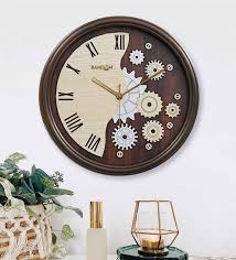 Buy Brown Wooden Circsquare Wall Clock