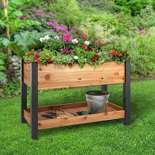 Elevated Cedar Garden Bed With Shelf