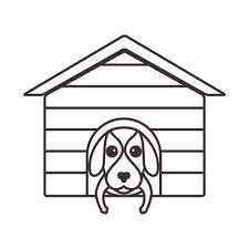 Vintage Wood Dog House Logo Symbol