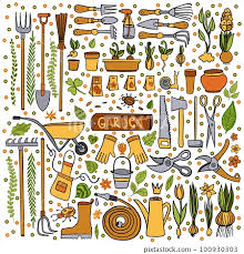 Cartoon Gardening Pattern Garden Tools