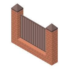 Red Brick Fence Icon Isometric Of Red